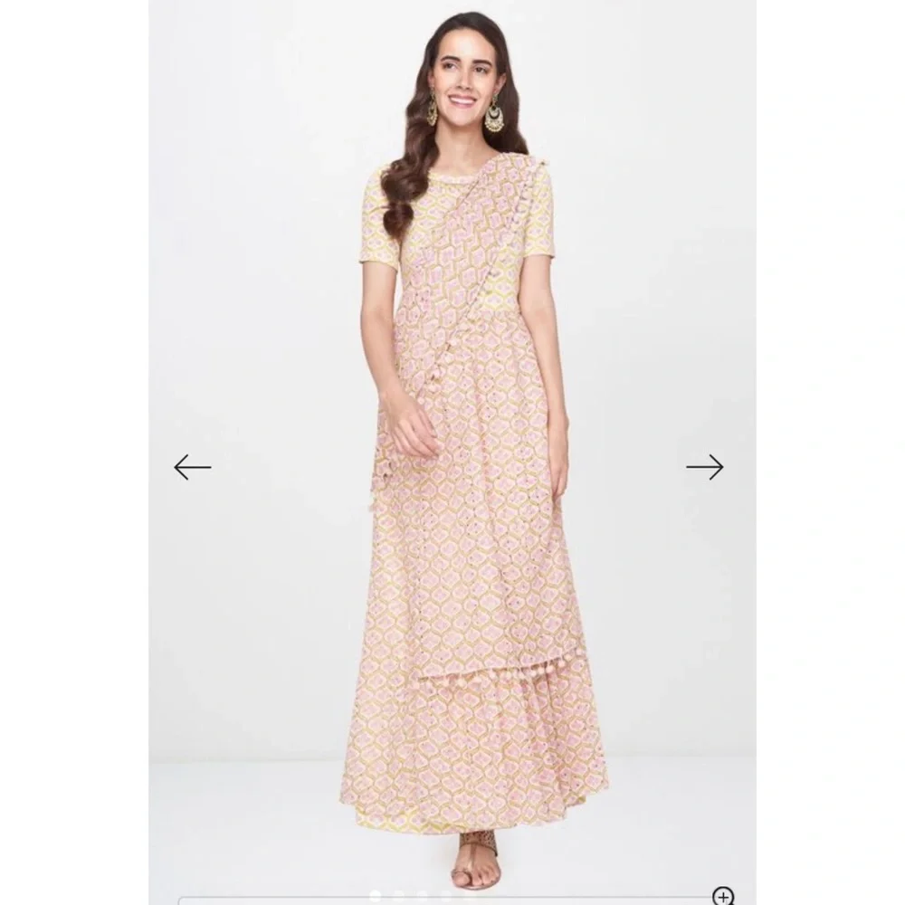 New - Global Desi - Frilled Stitched Saree Dress - Never Worn - Ready to Wear - Picture 9 of 17